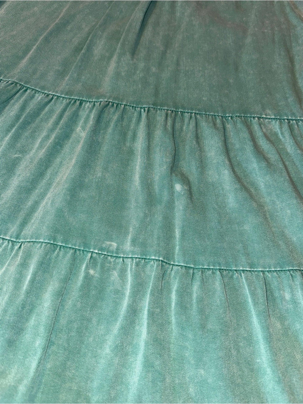 JODIFL Faded Wash Green Button-Down Tiered Mini Dress MEDIUM - Picture 6 of 6